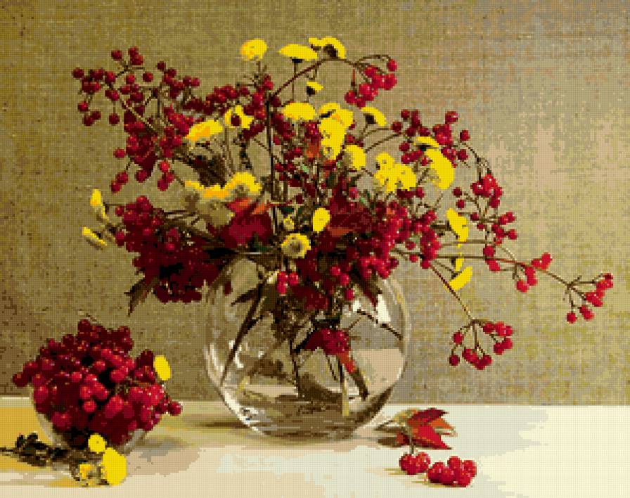 zveti - zveti, yagodi, vaza - предпросмотр