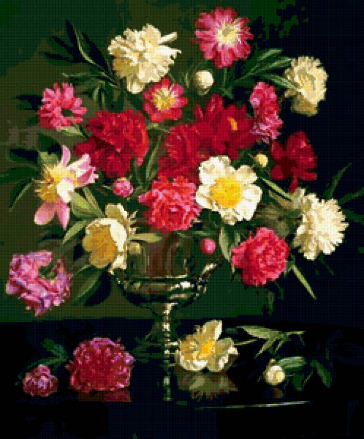 пионы - букет, живопись, фрукты, цветы, натюрморт, evan wilson - предпросмотр