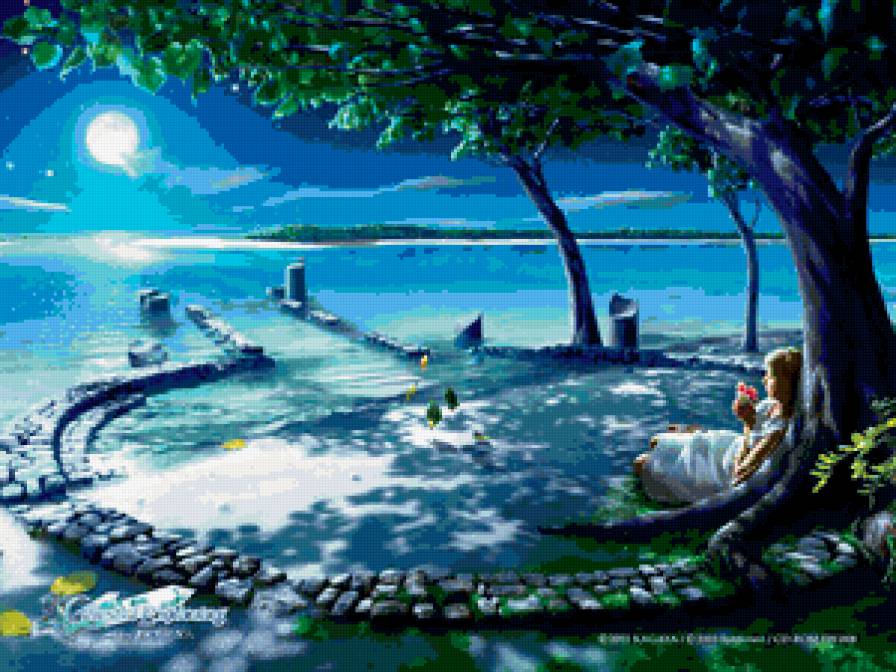 Дорога к морю - девушка, ночь, море, мечта, сказка - предпросмотр