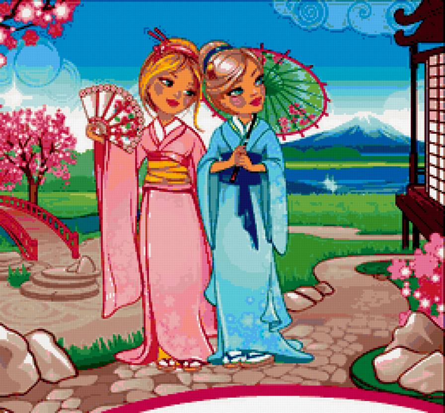 девочки - девушка, япония, девушки, восток, картинка - предпросмотр