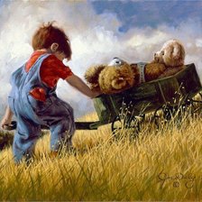 Схема вышивки «Мальчик с телегой!»