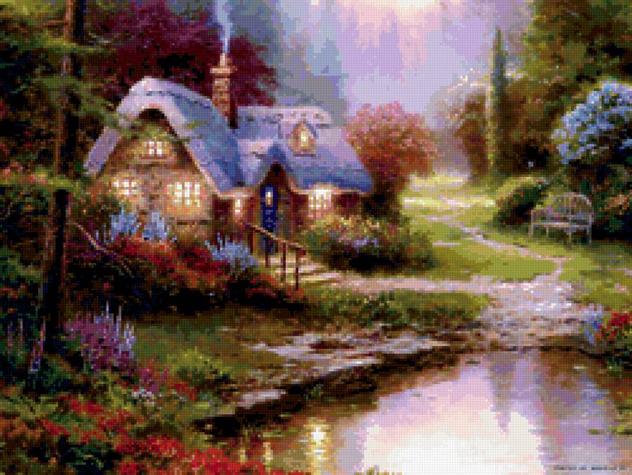 пейзаж - домик, пейзаж - предпросмотр