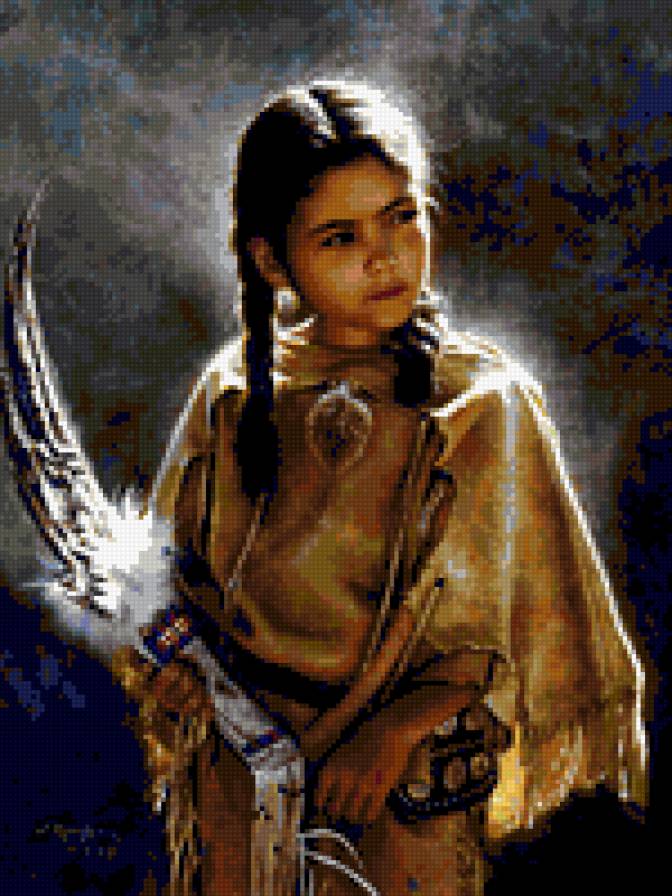 Девочка - индейские мотивы - предпросмотр