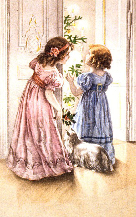 Дети у елки - девочка, рождество, дети - оригинал