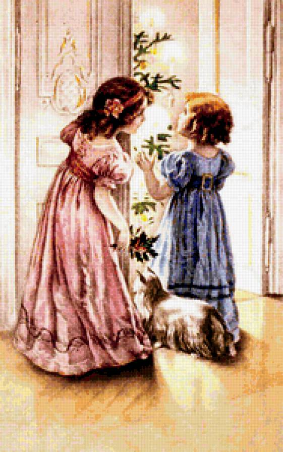 Дети у елки - девочка, дети, рождество - предпросмотр