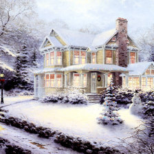 Зимний домик в деревне