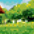Предпросмотр схемы вышивки «Домик на зеленим лугу у пруда» (№422029)