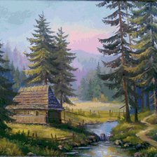 Схема вышивки «Домик в лесу»