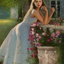 Схема вышивки «Девушка в саду»