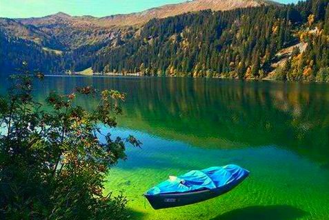 чистое озеро - природа, озеро, лодка, вода - оригинал