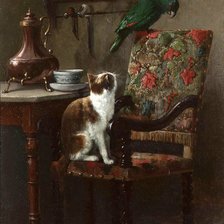 Схема вышивки «кот с попугаем(Деодор Герард)»