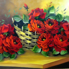 Схема вышивки «Корзина красных роз»