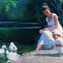 Схема вышивки «кормление уток»