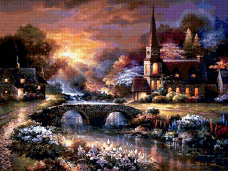 дом у реки - пейзаж, река, дом - предпросмотр