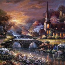 Схема вышивки «дом у реки»