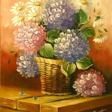 Схема вышивки «Гортензия и ромашки»