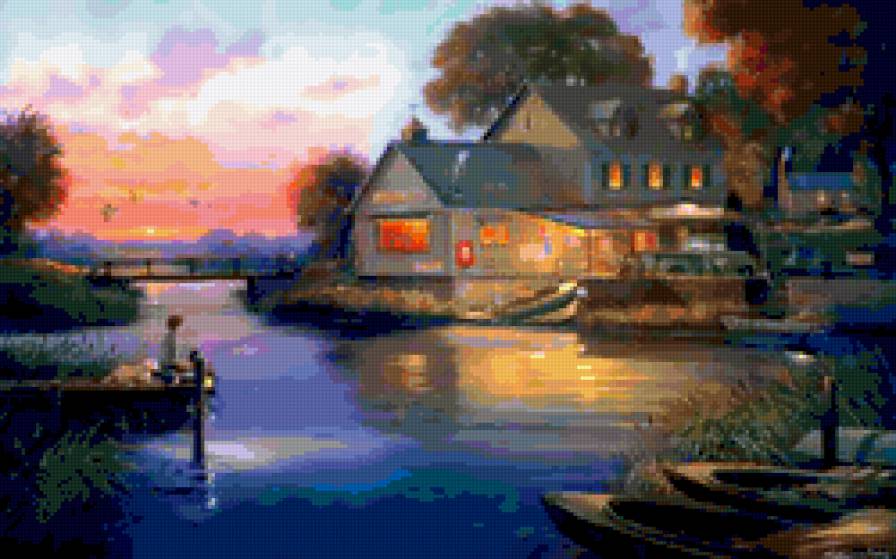 Дом у воды - дом, пейзаж - предпросмотр