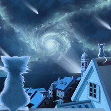 Схема вышивки «Кот на крыше»