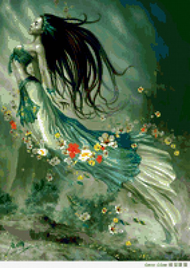 русалка и цветы - фэнтези. русалка - предпросмотр