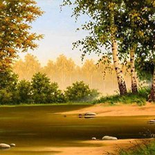 Схема вышивки «утро в лесу»