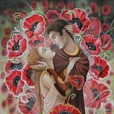 Схема вышивки «Пара в маках»