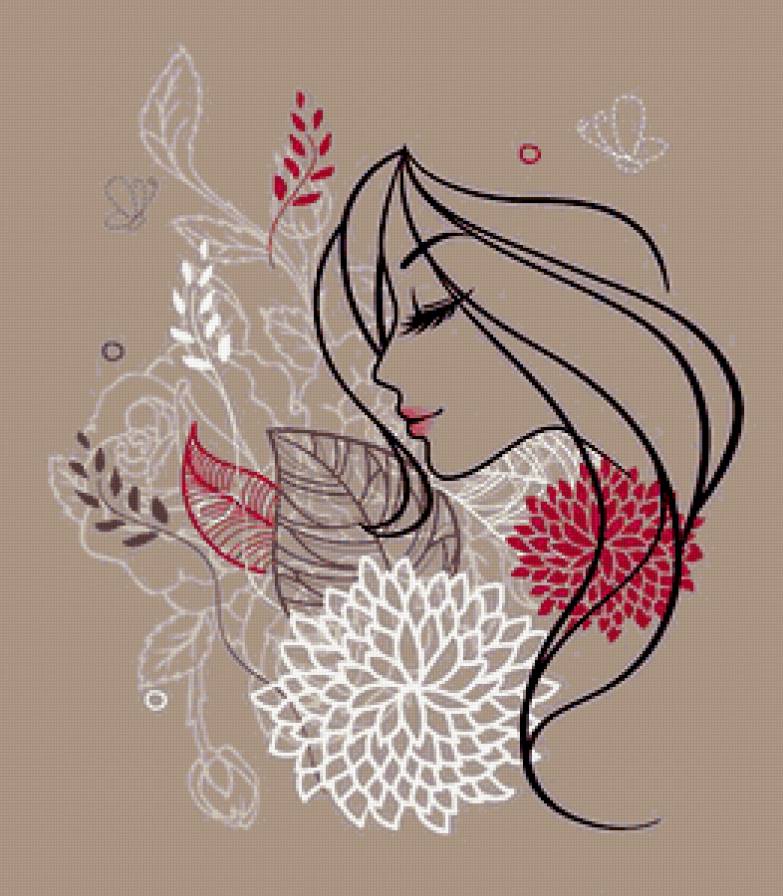 девушка-осень - астра, листья, роза, лицо, девушка, цветы, женщина, осень - предпросмотр