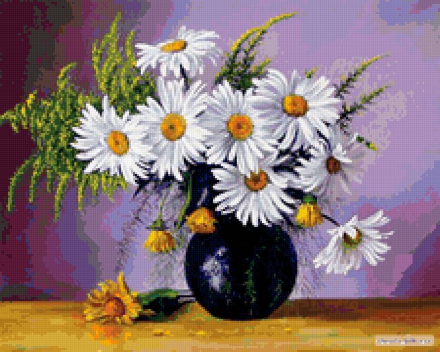 Букет ромашек - картина, букет, цветы - предпросмотр