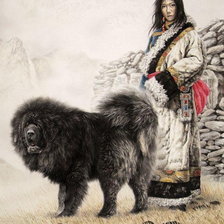 Схема вышивки «Женщина с собакой»