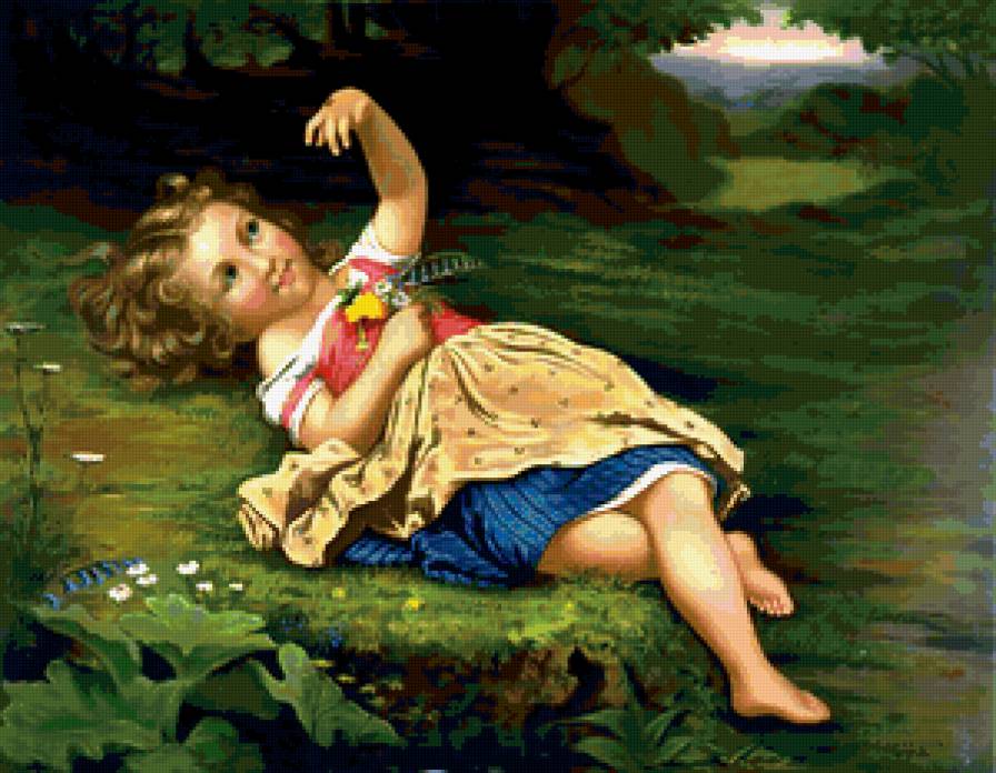 Девочка на полянке - дети, девочка - предпросмотр