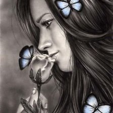 Схема вышивки «Девушка и мотылек 2»