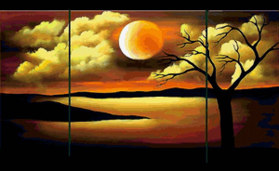 Полиптих "Закат" - полиптих, закат, пейзаж - предпросмотр