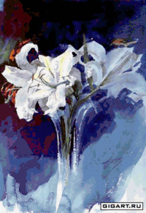 лилии - букет, натюрморт, цветы, живопись - предпросмотр