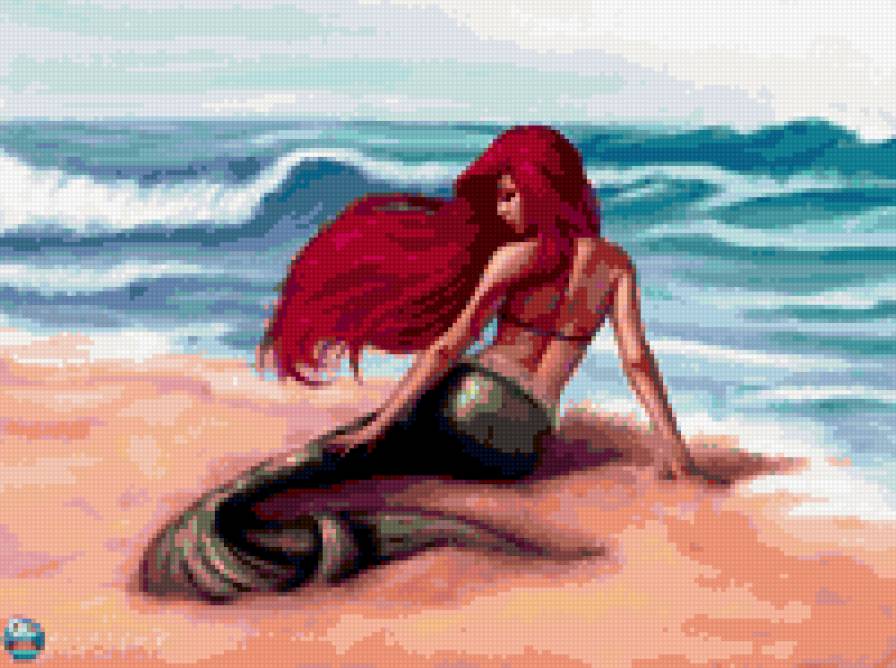 русалочка - девушка, песок, море, русалочка, люди - предпросмотр