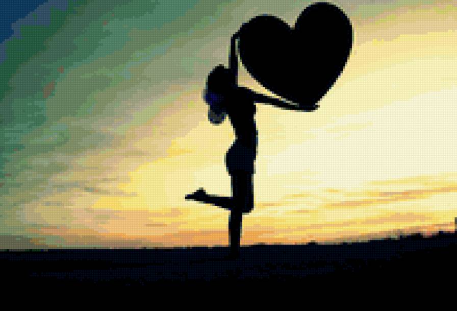 сердце - сердце, солнце, девушка, закат, дорога, любовь - предпросмотр