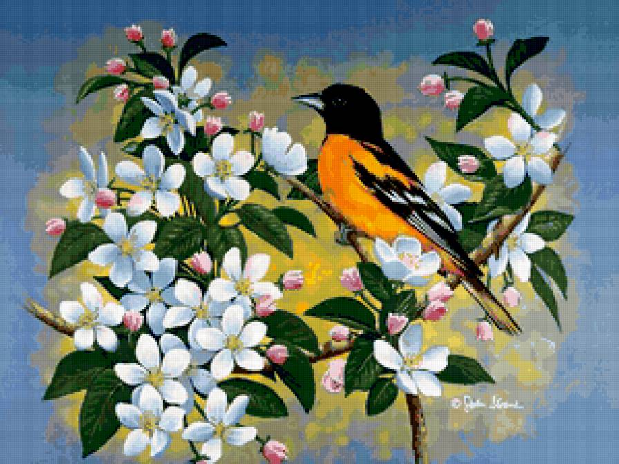 цветы и птицы 2 - птицы, цветы - предпросмотр