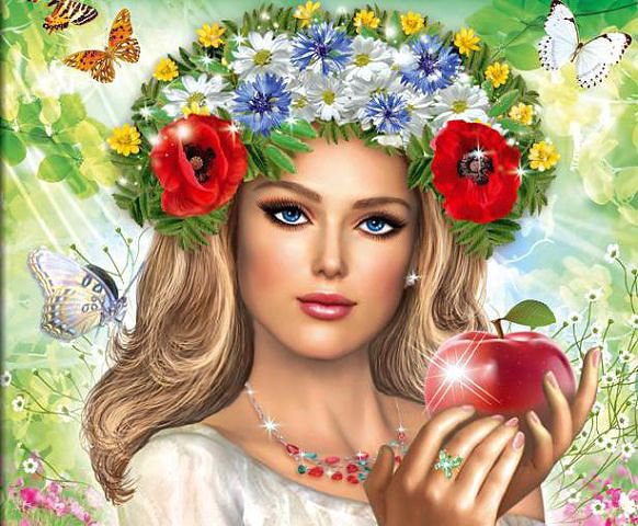 Девушка в венке - венок, девушка - оригинал