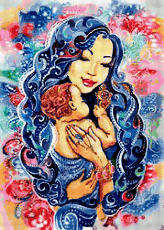 мать и дитя - мама, мадонна, забота, красочно, нежность, младенец - предпросмотр