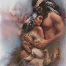 Схема вышивки «Влюбленные индейцы»