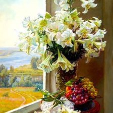 Схема вышивки «натюрморт с лилиями»