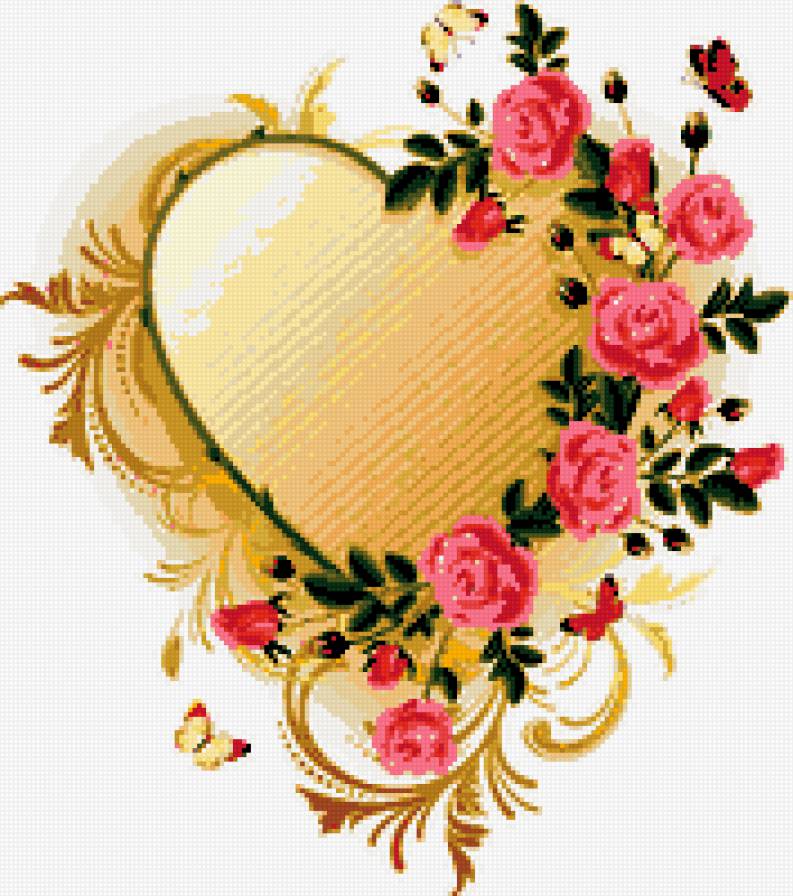 сердце - бабочки, любовь, сердце, цветы - предпросмотр