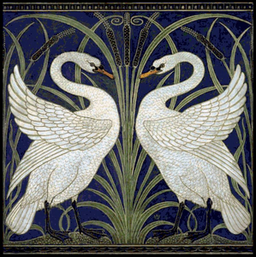 Подушка "Лебеди" - грация, подушка, лебеди, птицы, подушки, красота - предпросмотр