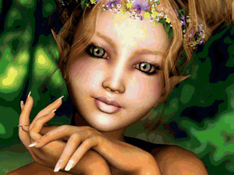 юная эльфийка - фэнтези, люди, эльфы, девушка, живопись, портрет - предпросмотр