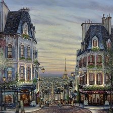 Схема вышивки «Вид на вечерний Париж с Могмартра»