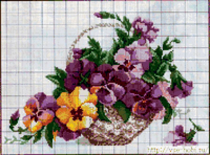 корзинка цветов - корзинка, анютины глазки - предпросмотр