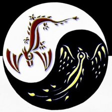 Схема вышивки «Дракон и Феникс ч/б»