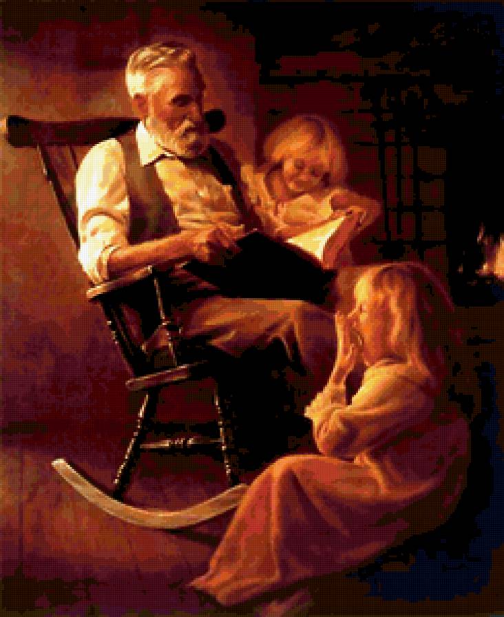 сказки на ночь - greg olsen, девочки, дети, детство, люди, живопись - предпросмотр