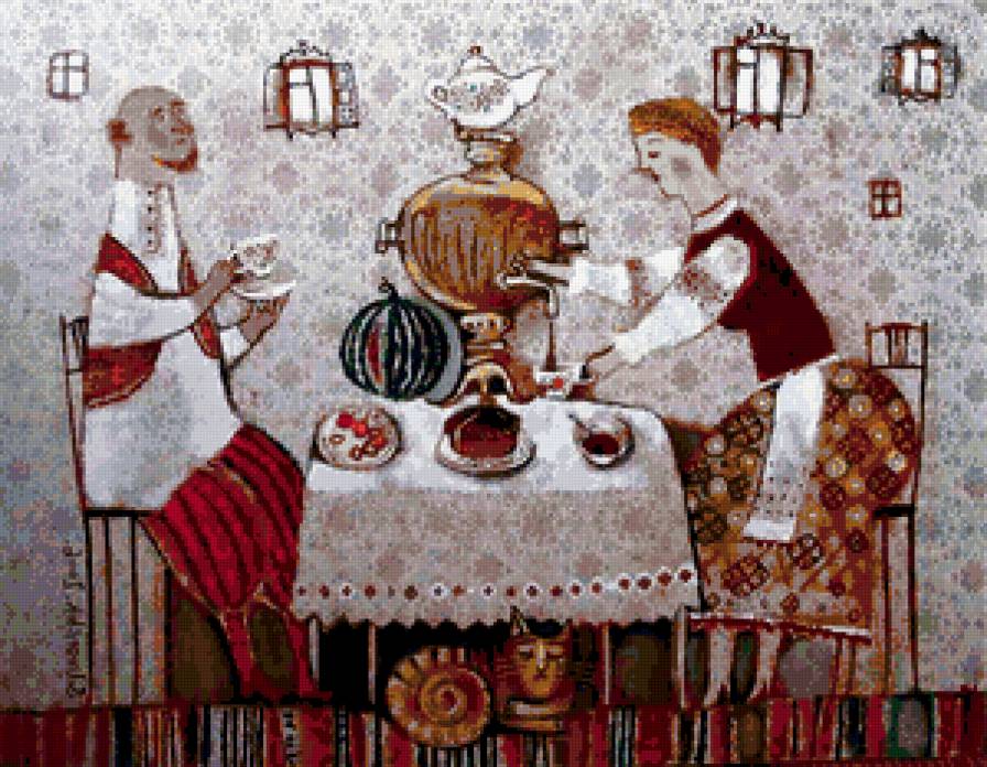 за самоваром - чаепитие - предпросмотр