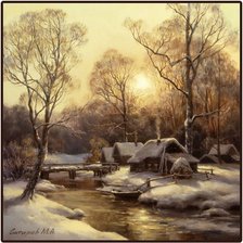 Схема вышивки «домик в зимнем лесу»