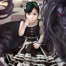 Схема вышивки «девочка и мантикора»