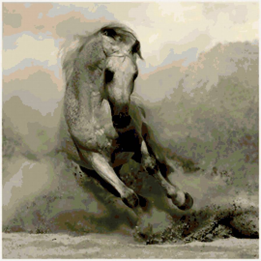 Бегущая лошадка - лошадь вышивка - предпросмотр